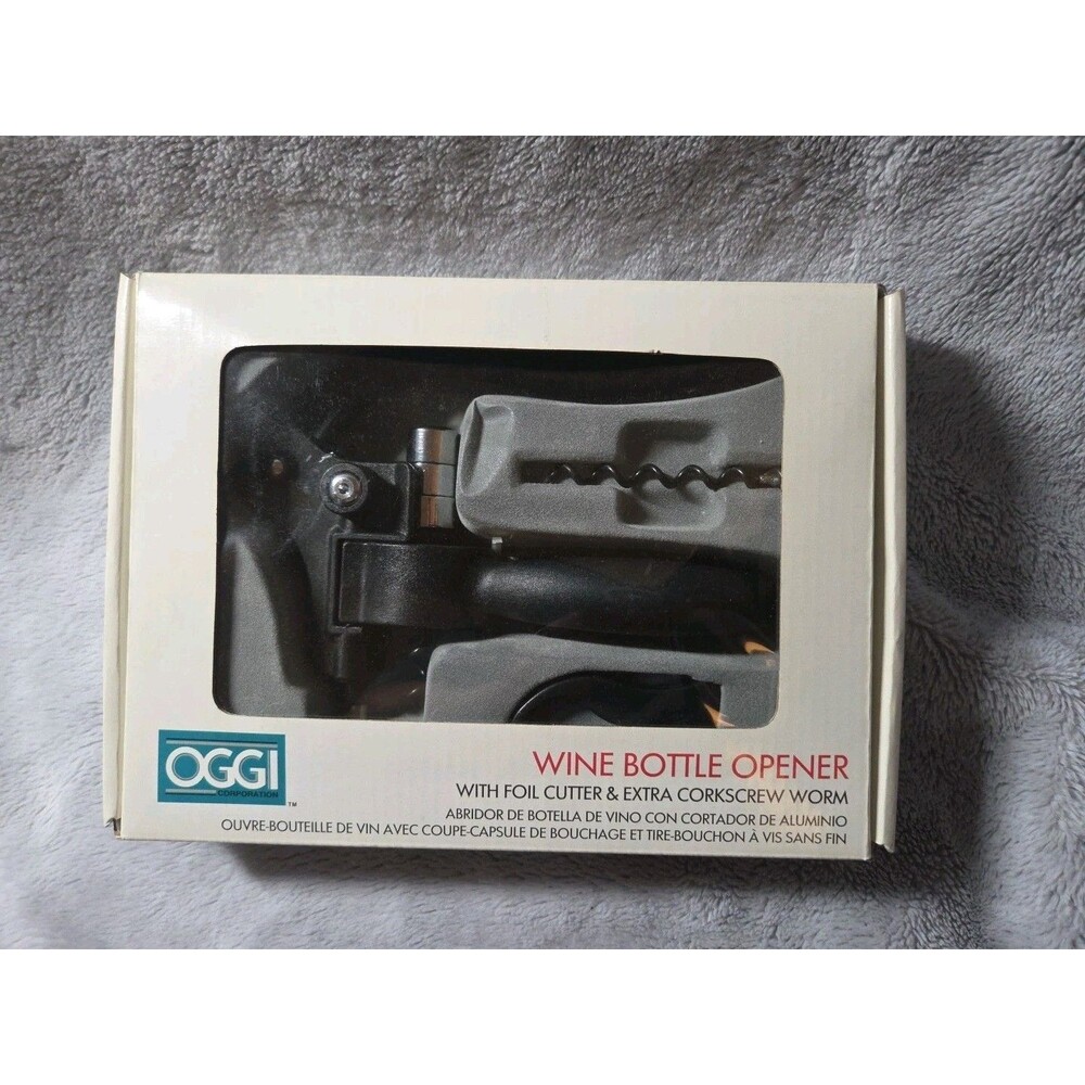 OGGI Corp Wine Bottle Opener w/ Foil Cutter & Extra Corkscrew Worm – Model #7094